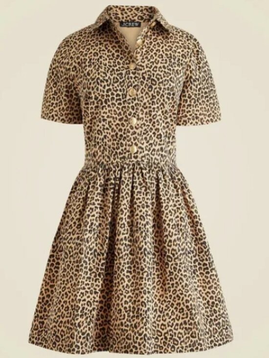 J. Crew Dresses & Skirts - J.Crew A line shirtdress in leopard chino-CE758-cotton-BROWN LEOPARD-NWT-NWT